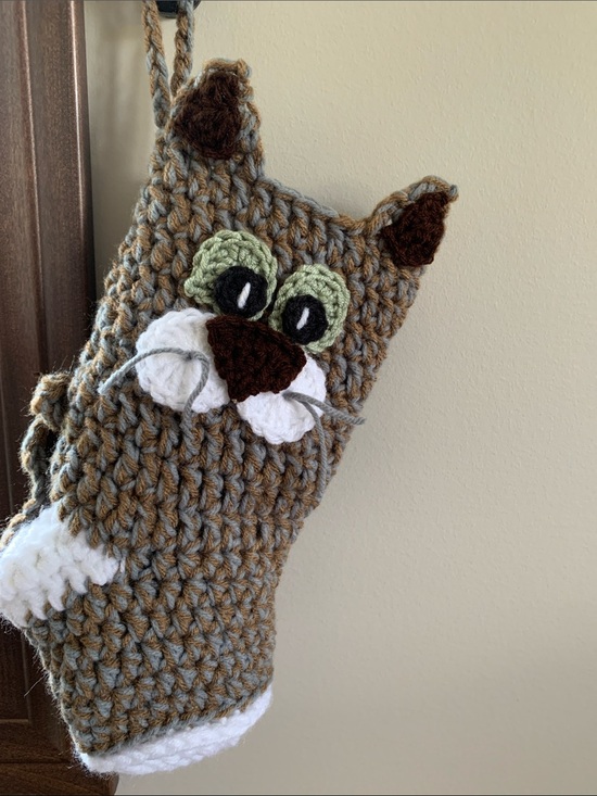 Handmade Other - Handmade Gray & Tan Cat Stocking